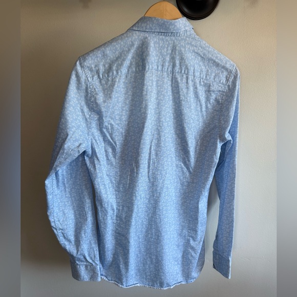 Ted Baker London Men Fara Blue Flower Jacquard Slim Shirt size 15 Italian Fabric - Picture 9 of 11